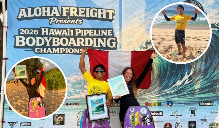 En este momento estás viendo Perú hace historia en Hawái: doble título en el Pipeline Masters de Bodyboard
